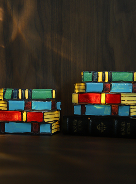 速发复古彩桌书形装饰氛围灯卧室床头眠睡灯书房绘面创意摆件生日