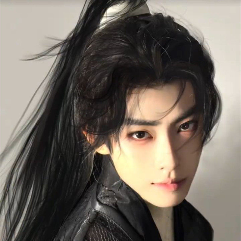 速发古风假发男长发新中式国高少年感风马尾古装汉服造型全头套式