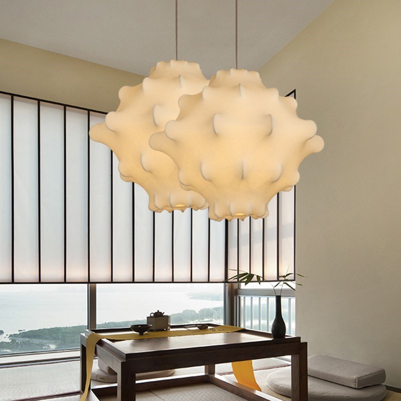 速发f灯osI客异蚕丝吊灯云朵气泡l侘寂风酒店饭厅别墅厅形吊灯