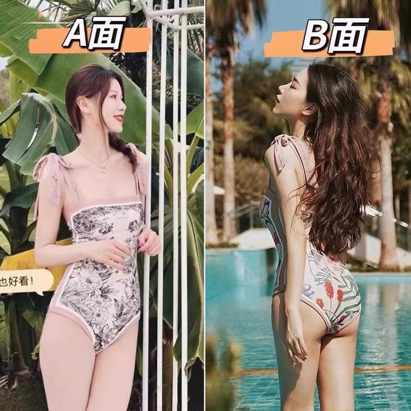速发维多2420新款性感印花复温连体比基尼遮肚泡古泉游泳装