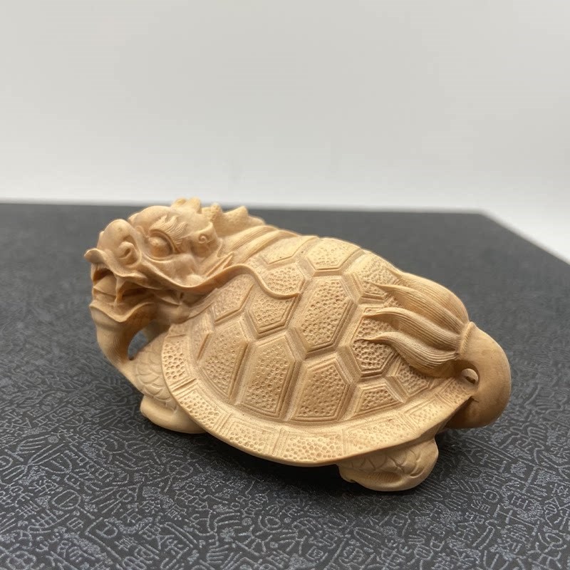 速发小叶黄杨木雕茶桌摆件茶宠神兽龙龟手把件挂件文玩把玩送礼工