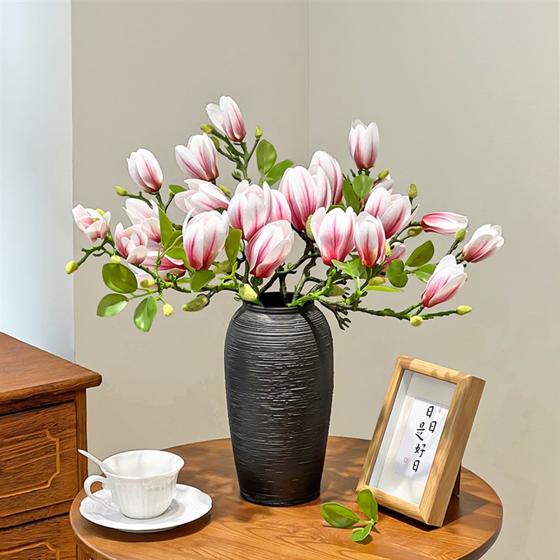 速发饰感新中餐含苞玉兰花花客厅式桌装手假花花艺摆件摆设插花