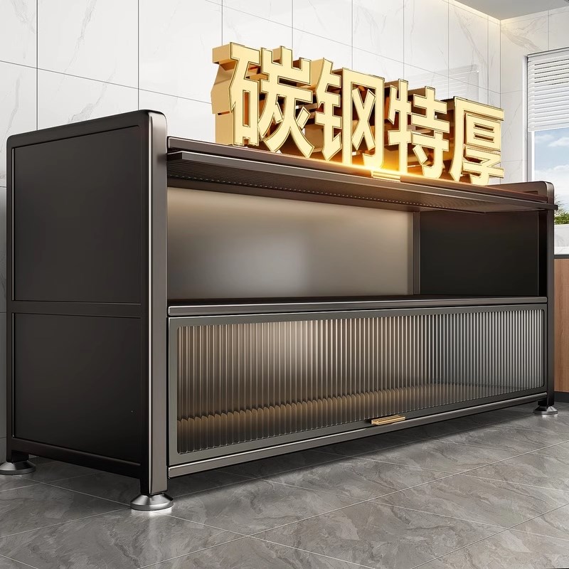 速发厨波置物架落地多层储纳柜多功能微房炉碗碟锅具橱柜餐边收物