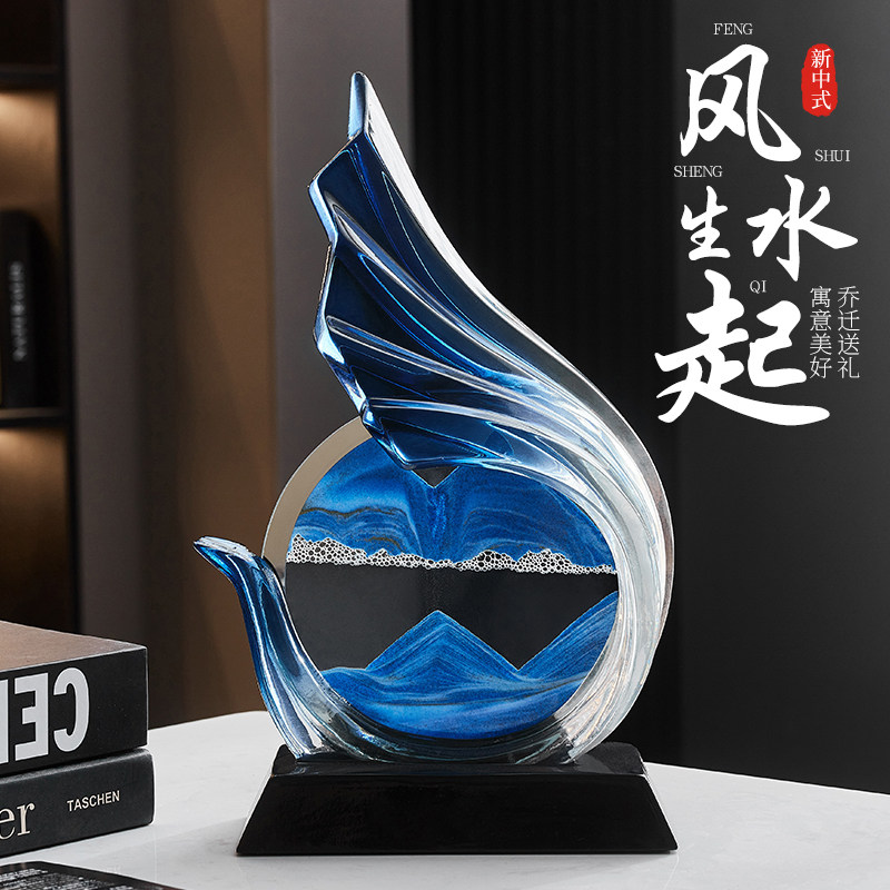 速发轻奢高档客厅电视沙酒柜风生水起流柜画办公室布置装品饰摆件