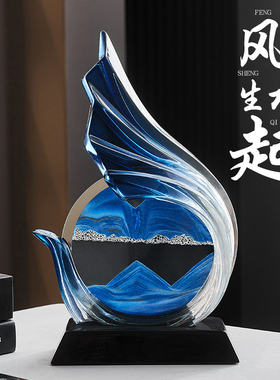 速发轻奢高档客厅电视沙酒柜风生水起流柜画办公室布置装品饰摆件