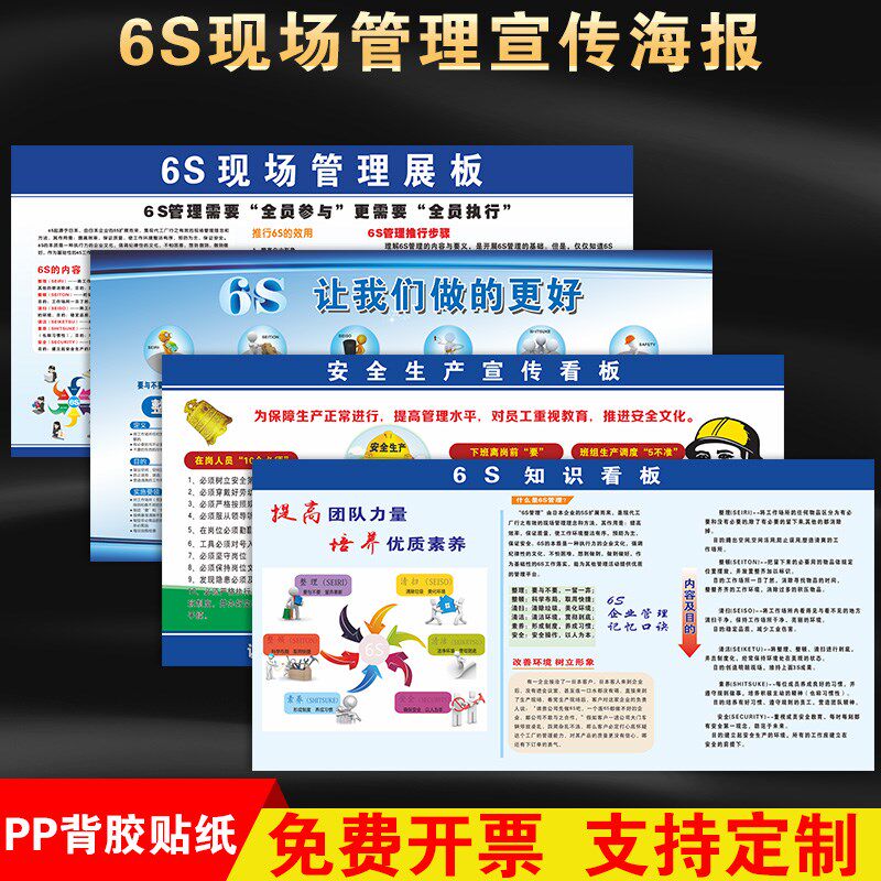 速发企 文化宣传画工厂车S6S标语挂图6间现场品质管理看板海报展