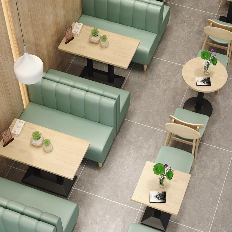 速发奶茶咖甜品小卡店简约实木餐厅吃座沙发店啡厅餐饮店桌椅组合