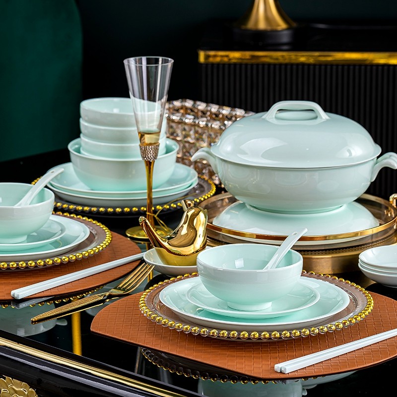 景德镇高温影青玉瓷DIY组合家用碗碟盘子米饭碗汤碗骨碟深盘鱼盘,餐饮具,盘,淘宝优惠券,粉丝福利购,淘宝优惠卷