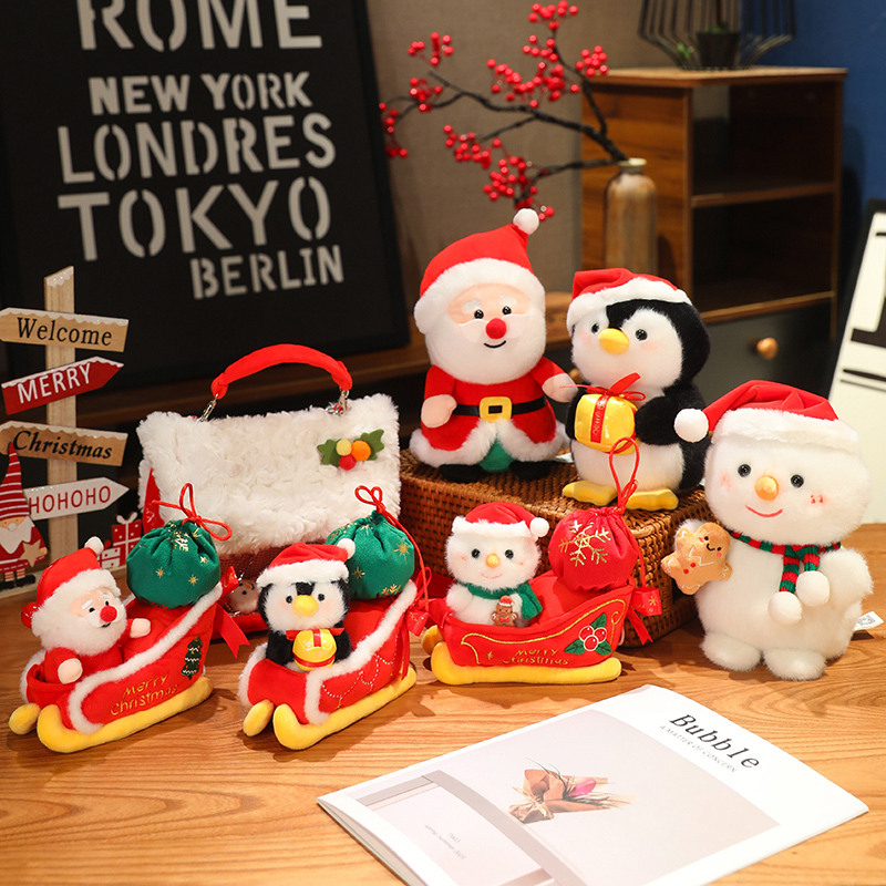 圣诞老人毛绒玩具公仔可爱雪橇卡通雪人娃娃玩偶女生圣诞节礼物