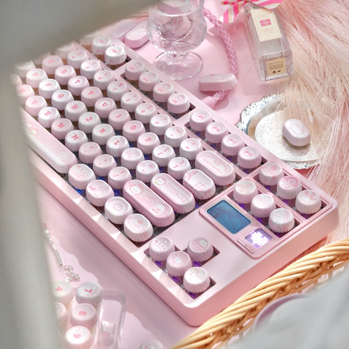 猫尔本NOG高度白桃牛乳粉色系五面热升华机械键盘十字可爱键帽