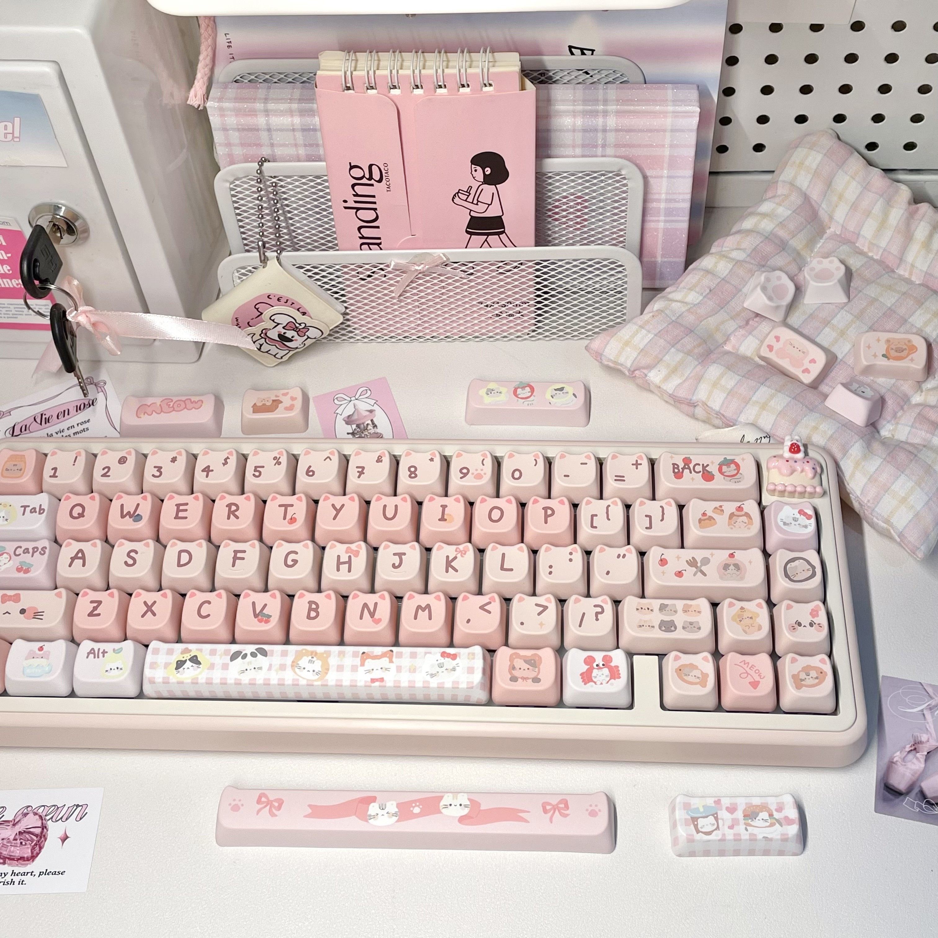 MAORBENG CAT ERBEN MAO HEIGHT HEAD COVER MEOW MEOW 140PCS CUTE CROSS SUBLIMATION MECHANICAL KEYBOARD KEYCAPS