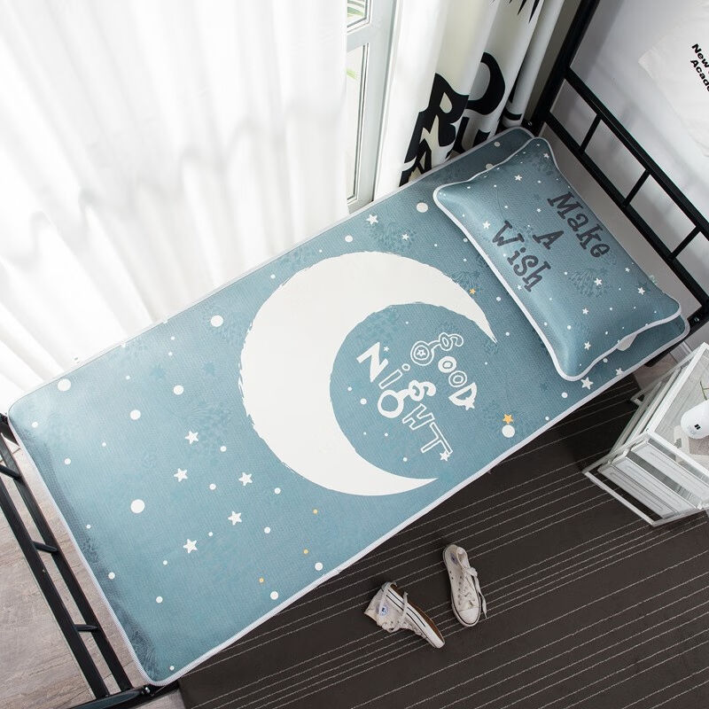 0.8m0.9米凉席冰丝席大学中学生宿舍寝室男女可水洗折叠卡通席子N