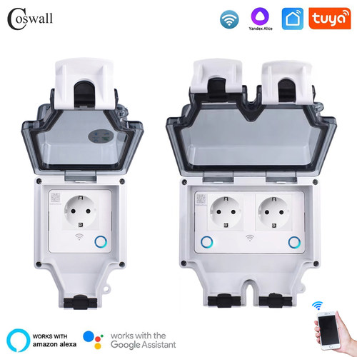 明装IP66智能分控德式防水插座