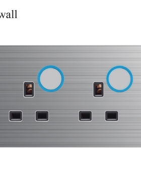 146型13A英式 灰色铝拉丝LED大光圈带开关 连体英标USB墙壁插座