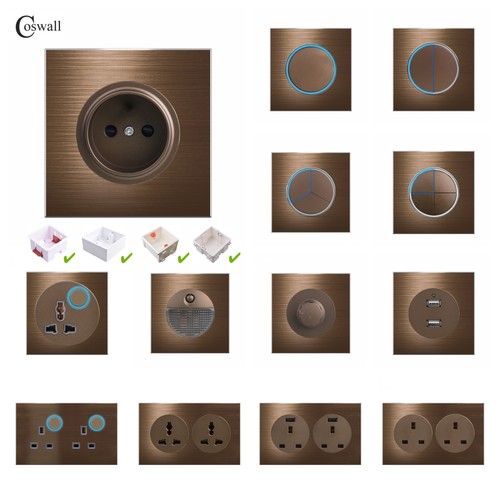 棕色LED大光圈13A多功能外贸插座