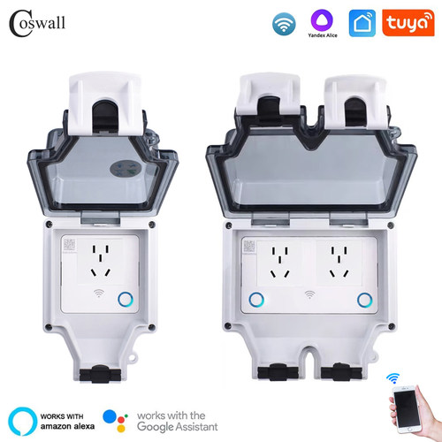 明装智能IP66国标三孔16A五孔10A防水电源插座wifi tuya室外插座
