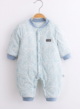 益亲150克加厚夹棉婴儿连体衣秋冬季款保暖新生婴儿衣服棉衣宝宝