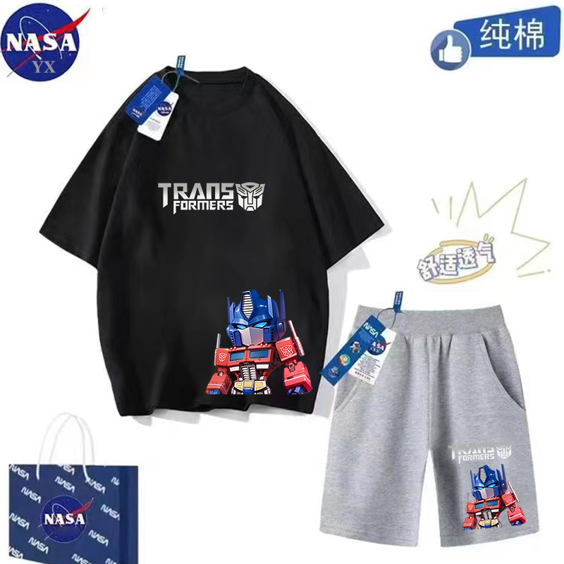 NASA卡通变形金刚套装短袖t恤