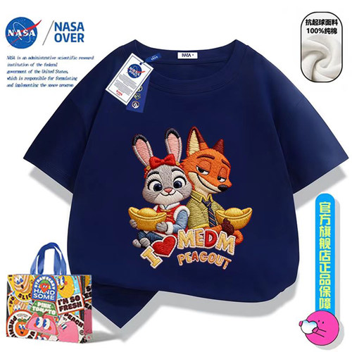 NASA美式狐兔搭档童装T恤趣味