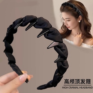 2025新款高级感气质缎面纽结反齿梳发箍女蓬松高颅顶神器头箍发饰