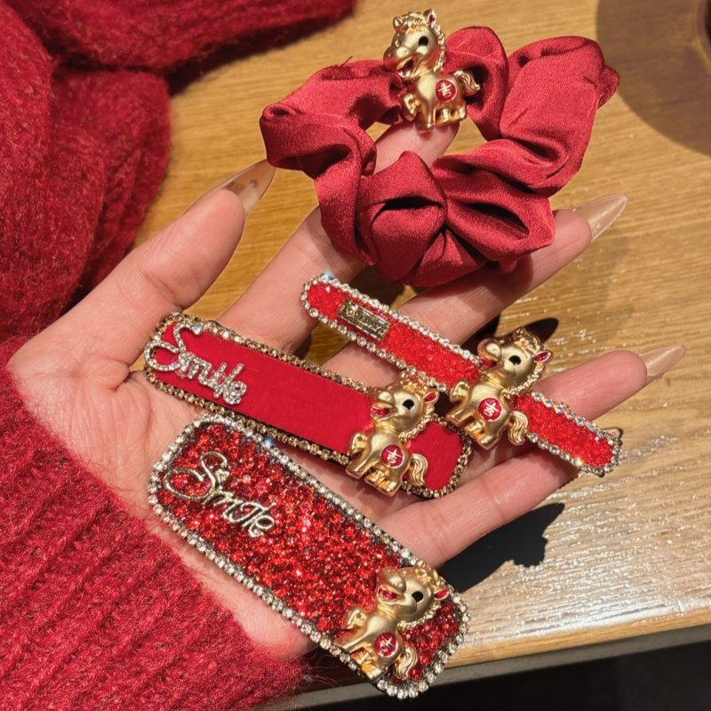 新年水钻金属小马发夹女红色本命年刘海夹bb夹侧边碎发夹马年头饰,饰品/流行首饰/时尚饰品新,其它首饰,淘宝优惠券,粉丝福利购,淘宝优惠卷