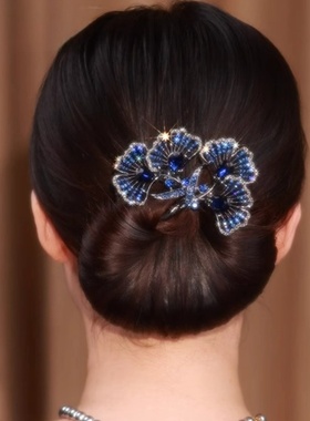 国风银杏叶懒人盘发神器后脑勺头饰扭扭夹子2025新款丸子头发苞女