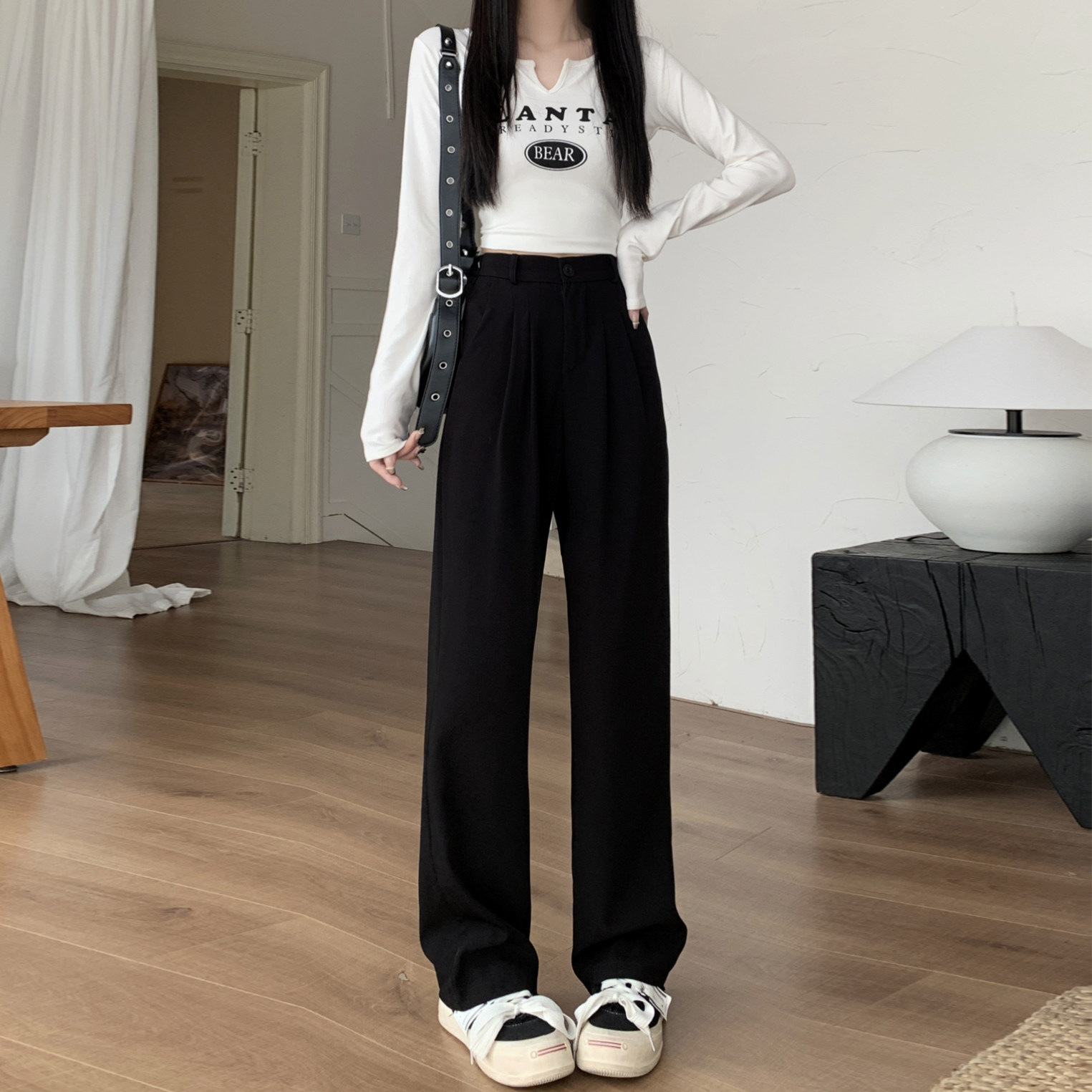 少女凯拉女装2024秋装新款阔腿裤女高腰垂感显瘦直筒高级感西装裤