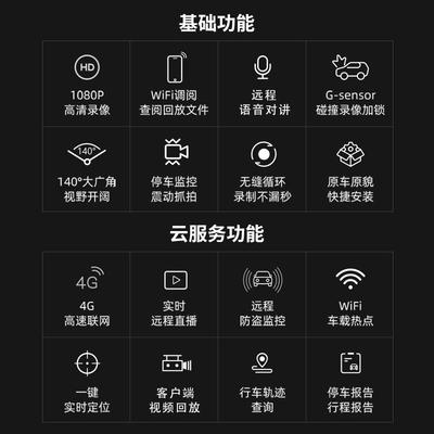 新品汽车前后双路4G行车记录仪gps定位器手机远程实时视频监控高
