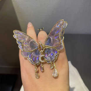 原创新蝶形手工掐丝蝴蝶戒指支持定制项链胸针发夹汉服造化液饰品
