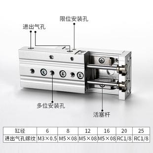 20直线HLS小型AS 气动滑台导轨气缸行程可调MXS6