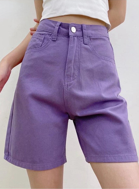 High waisted multicolored denim capris女士高腰多色牛仔五分裤