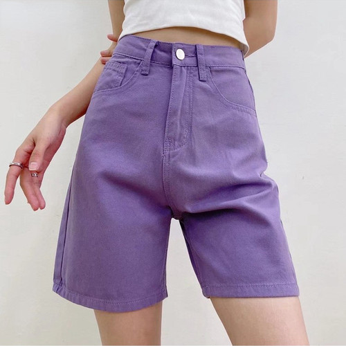 女士高腰多色牛仔五分裤