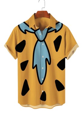 Printed lapel button up short sleeved shirt印花系扣短袖衬衫