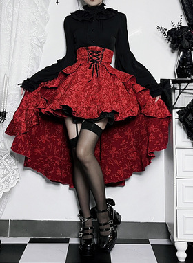 High waisted strappy trailing skirt高腰绑带拖尾不规则半裙女