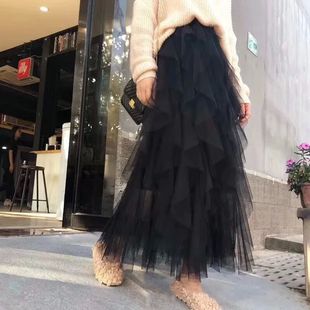 length Irregular half fluffy skirt不规则网纱蓬蓬半身裙 mesh