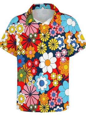 数码印花男士短袖衬衣