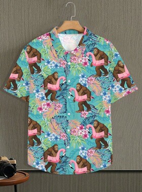 Men's digital printed short sleeved shirt男数码印花短袖衬衣
