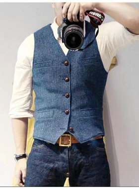 Casual British style vest男士复古英伦休闲西服背心单排扣马甲