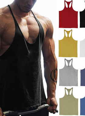 Slim racerback men's suspender vest纯色细带工字男士吊带背心