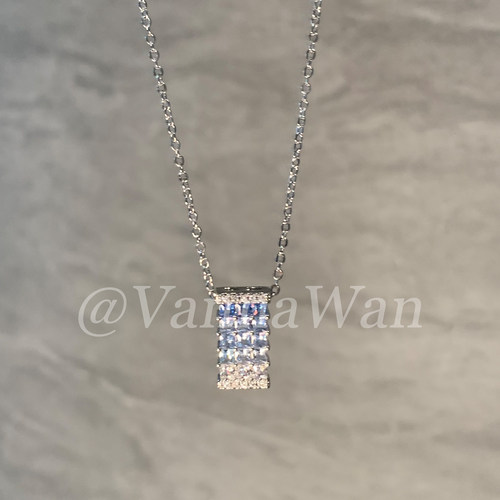 VanWan 海盐碎冰冰.设计师渐变蓝钻精致项链