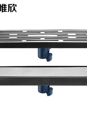 不锈钢加厚大排量防臭长地漏酒店工程浴室灰色黑色新款高端大