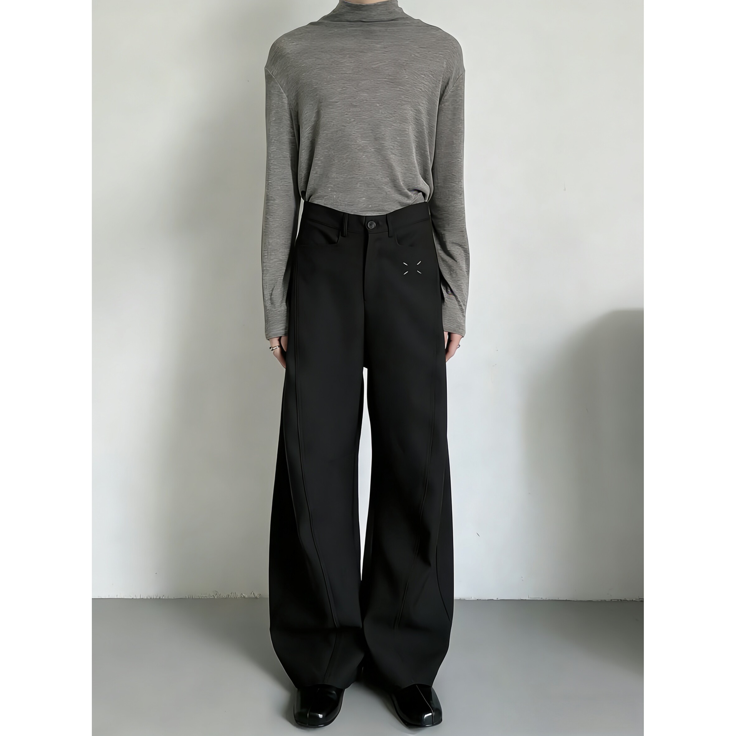 ZUZU美式立体裁剪黑色西装裤男宽松阔腿裤春季爆款高级休闲直筒裤