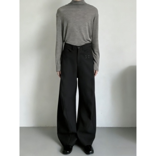 ZUZU美式立体裁剪黑色西装裤男宽松阔腿裤春季爆款高级休闲直筒裤