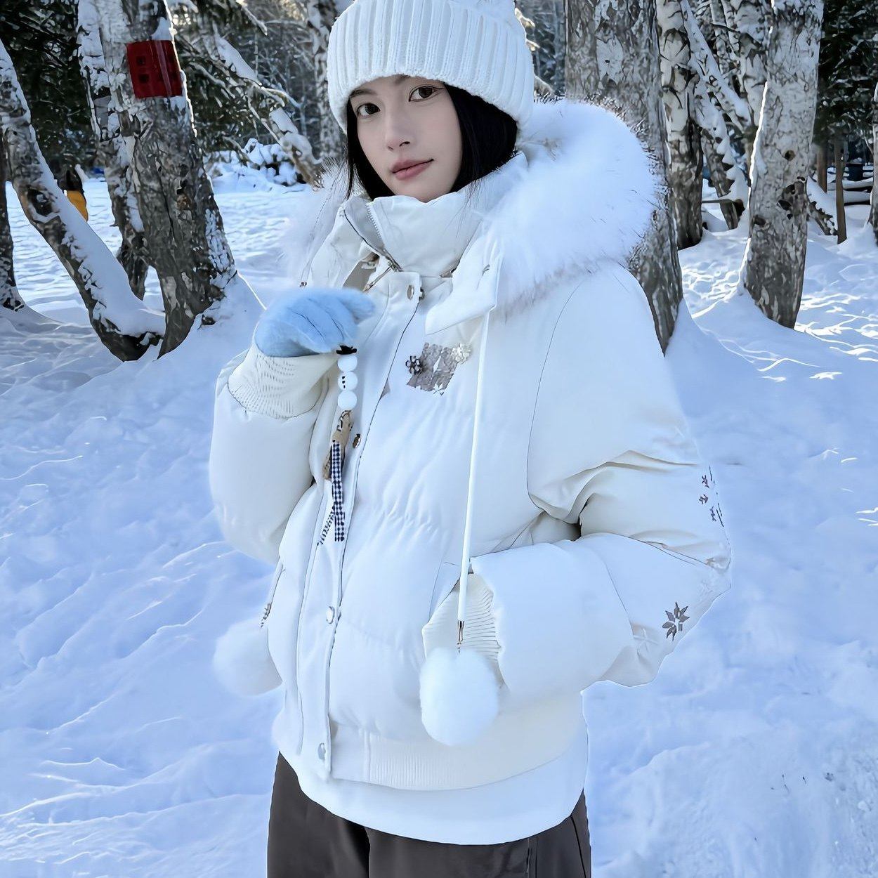 美式复古冬季雪花刺绣毛领连帽加厚棉服女甜美韩版收腰短款棉衣潮,个性定制/设计服务/DIY,棉服工装,淘宝优惠券,粉丝福利购,淘宝优惠卷