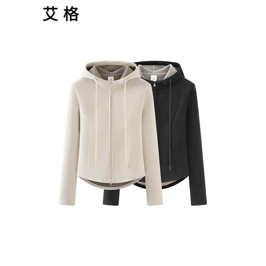 艾格2025冬季款时尚百搭小蛮腰连帽双拉炼摇粒绒内胆卫衣加厚上衣,个性定制/设计服务/DIY,棉服工装,淘宝优惠券,粉丝福利购,淘宝优惠卷