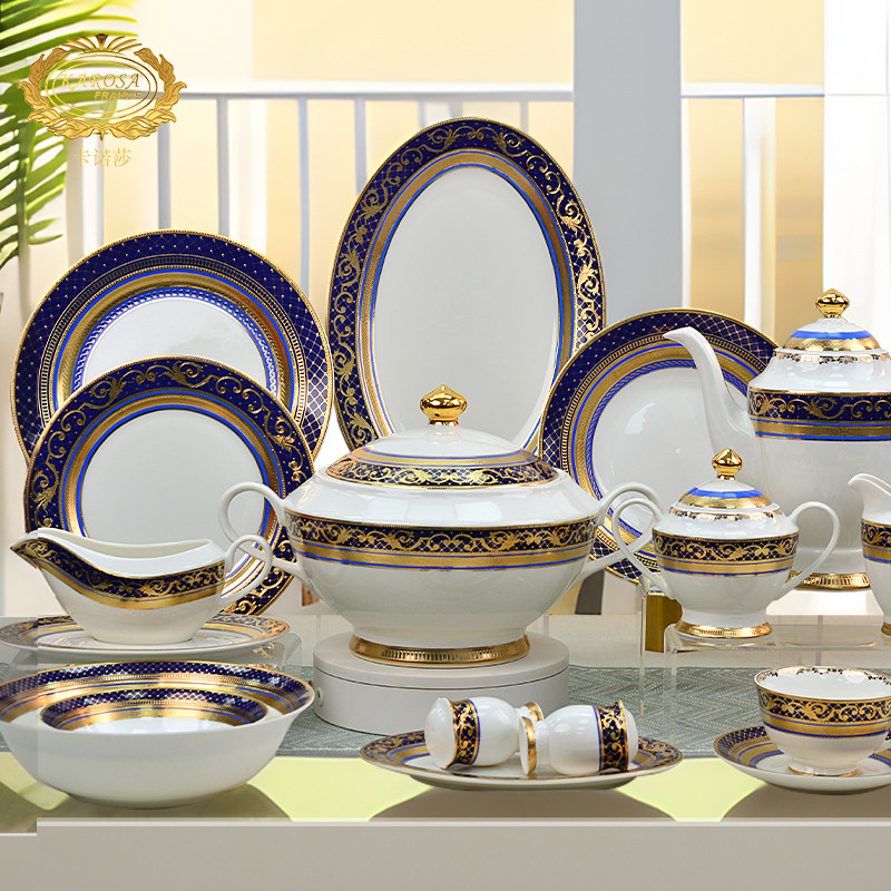 欧式高档轻奢碗盘宫廷风餐具套装家用乔迁送礼浮雕金面碗盘子组合,餐饮具,碗,淘宝优惠券,粉丝福利购,淘宝优惠卷