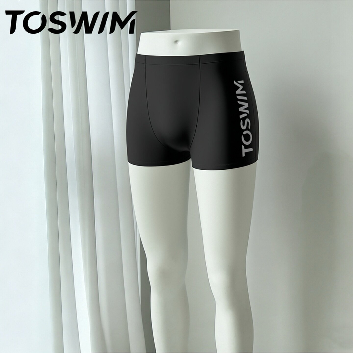 【样衣清仓-黑色先锋】TOSWIM拓胜正品泳裤男平角男士速干温泉