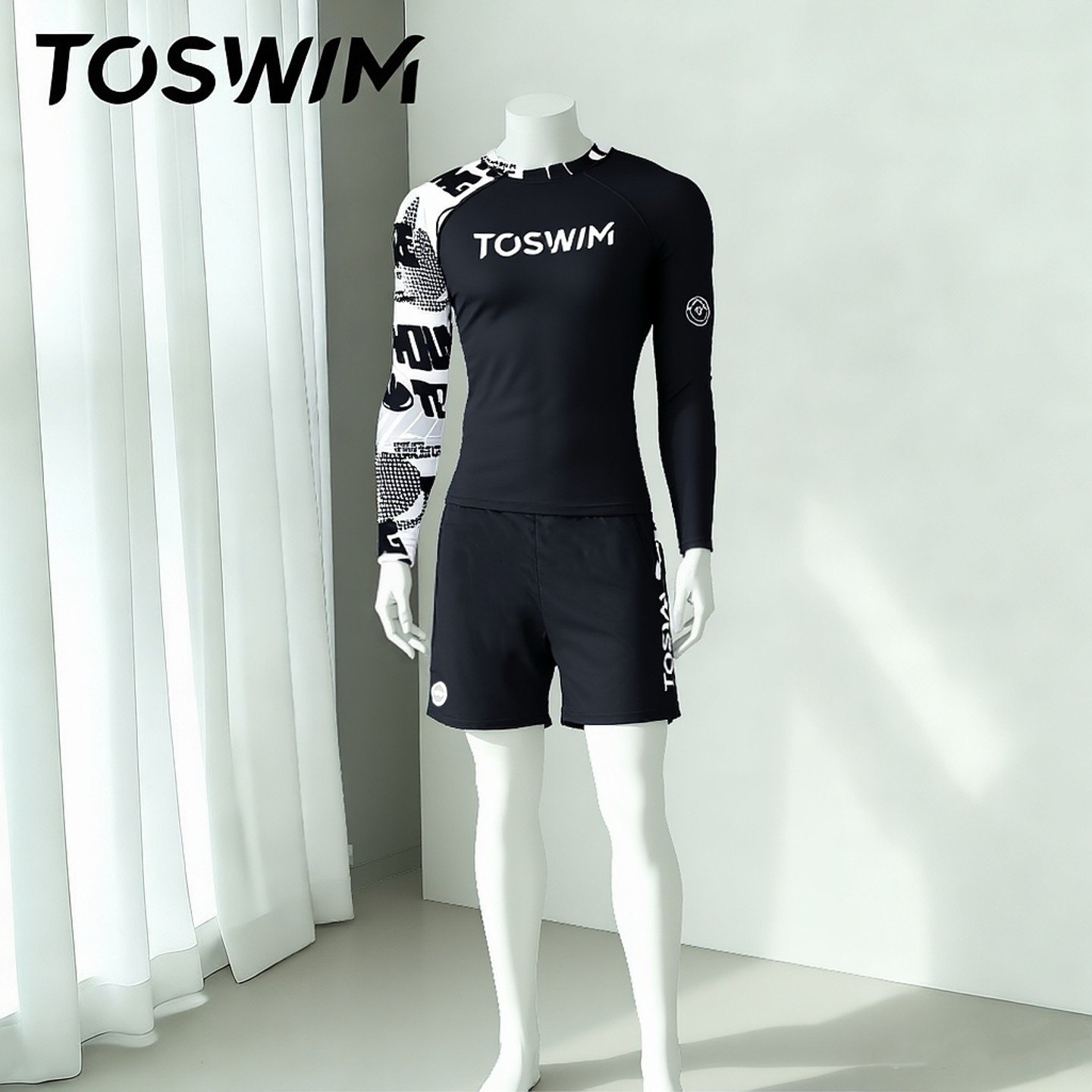 【样衣清仓-炫黑字母】TOSWIM拓胜泳衣泳裤套装男沙滩裤温泉泳装,运动/瑜伽/健身/球迷用品,男士泳衣,淘宝优惠券,粉丝福利购,淘宝优惠卷