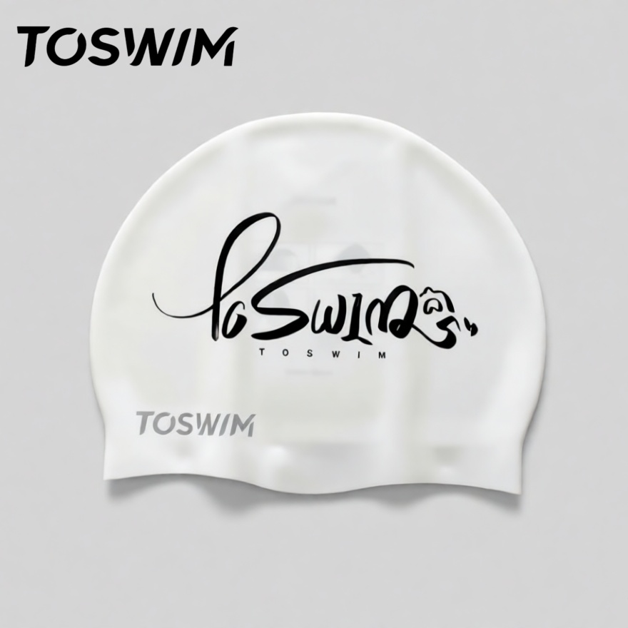 【样品清仓】TOSWIM游泳帽女防水不勒头长发加大时尚印花色硅胶款