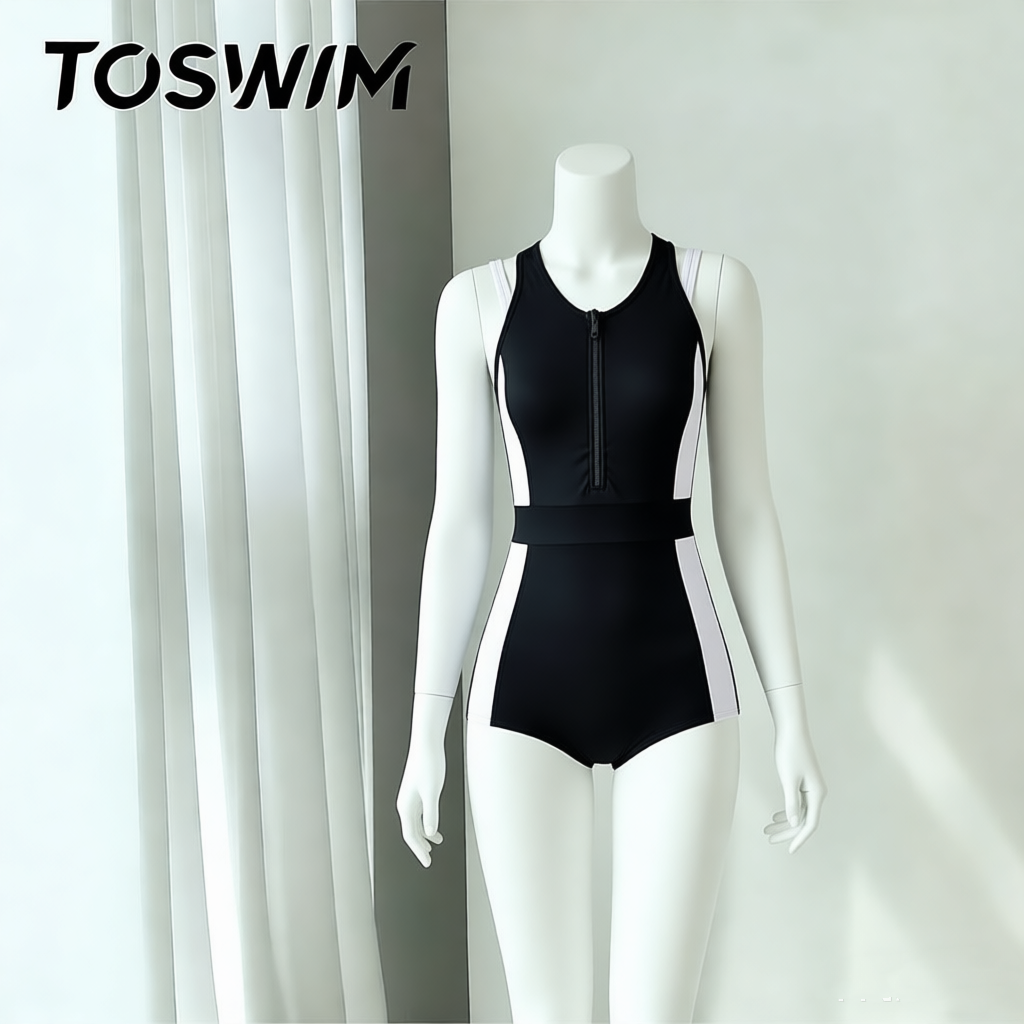 TOSWIM泳衣女连体平角游泳衣
